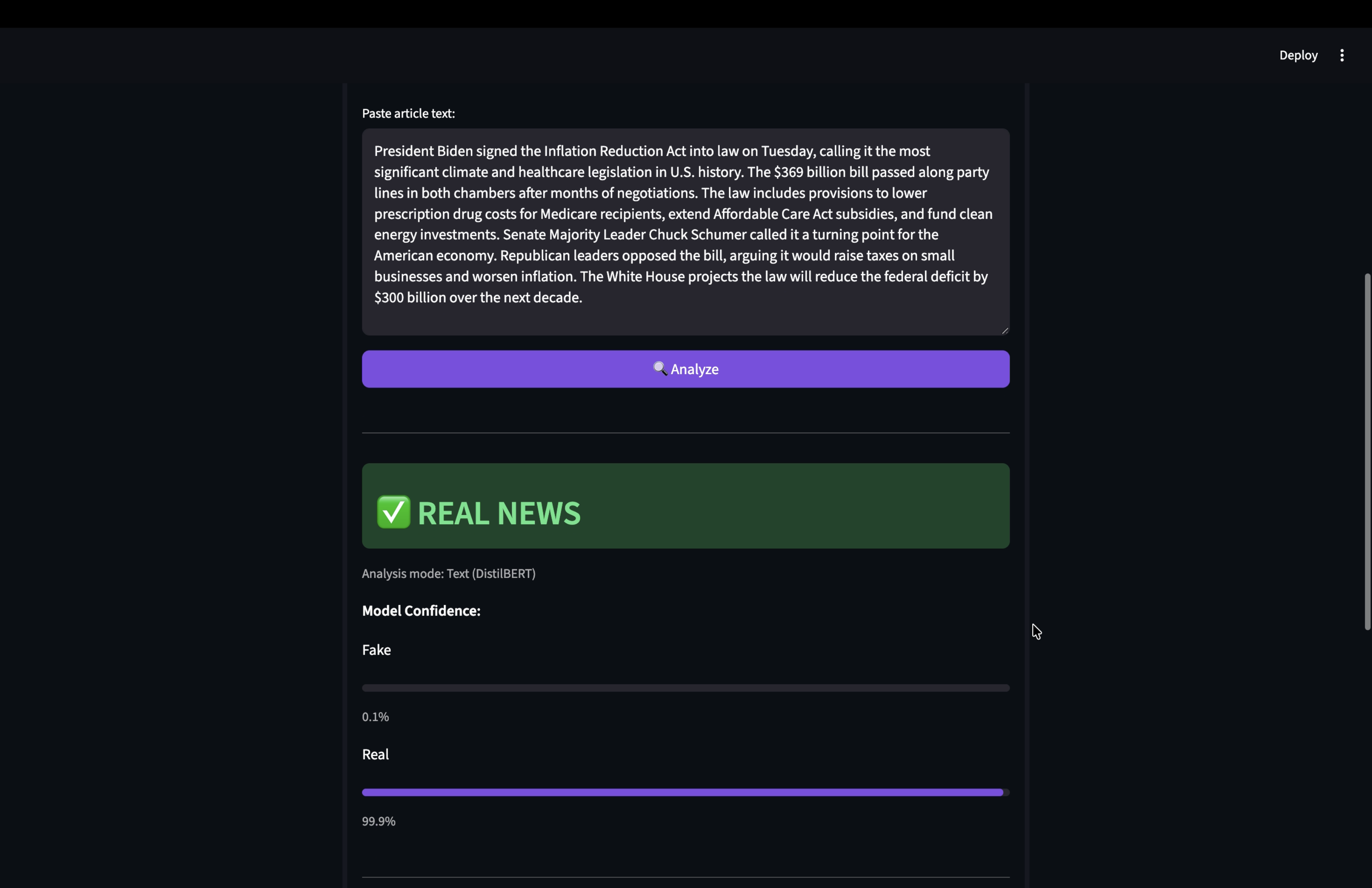 Fake News Detector screenshot 2